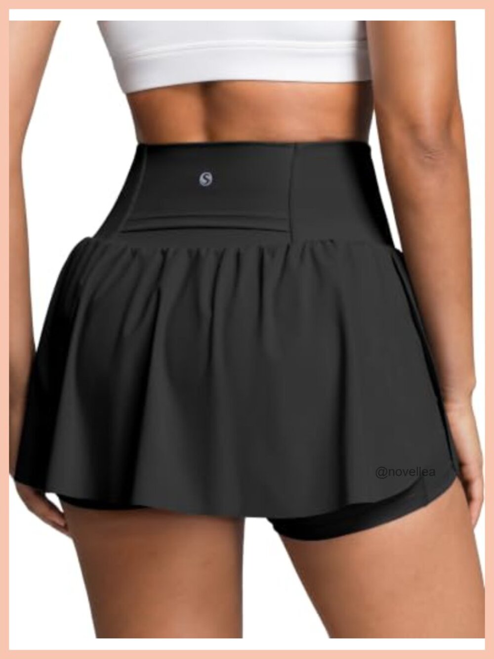 Tennis Skort with 2 Pockets Built-in Shorts High Waist Nylon Spandex
